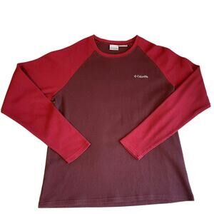 Columbia Men’s Omni-Wick Red/ Burgundy Waffle Knit Baseball Long Sleeve Large